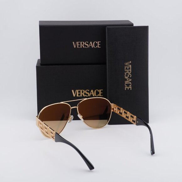 Versace VE2289 1002D8 Aviator Sunglasses – Gold/Light Yellow Mirror - Picture 9 of 9